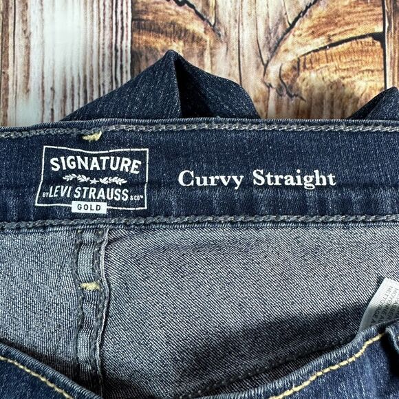 Levi's Signature CURVY STRAIGHT Size 22 Short High Rise Jeans Denim Pants 38x27 - Picture 7 of 10
